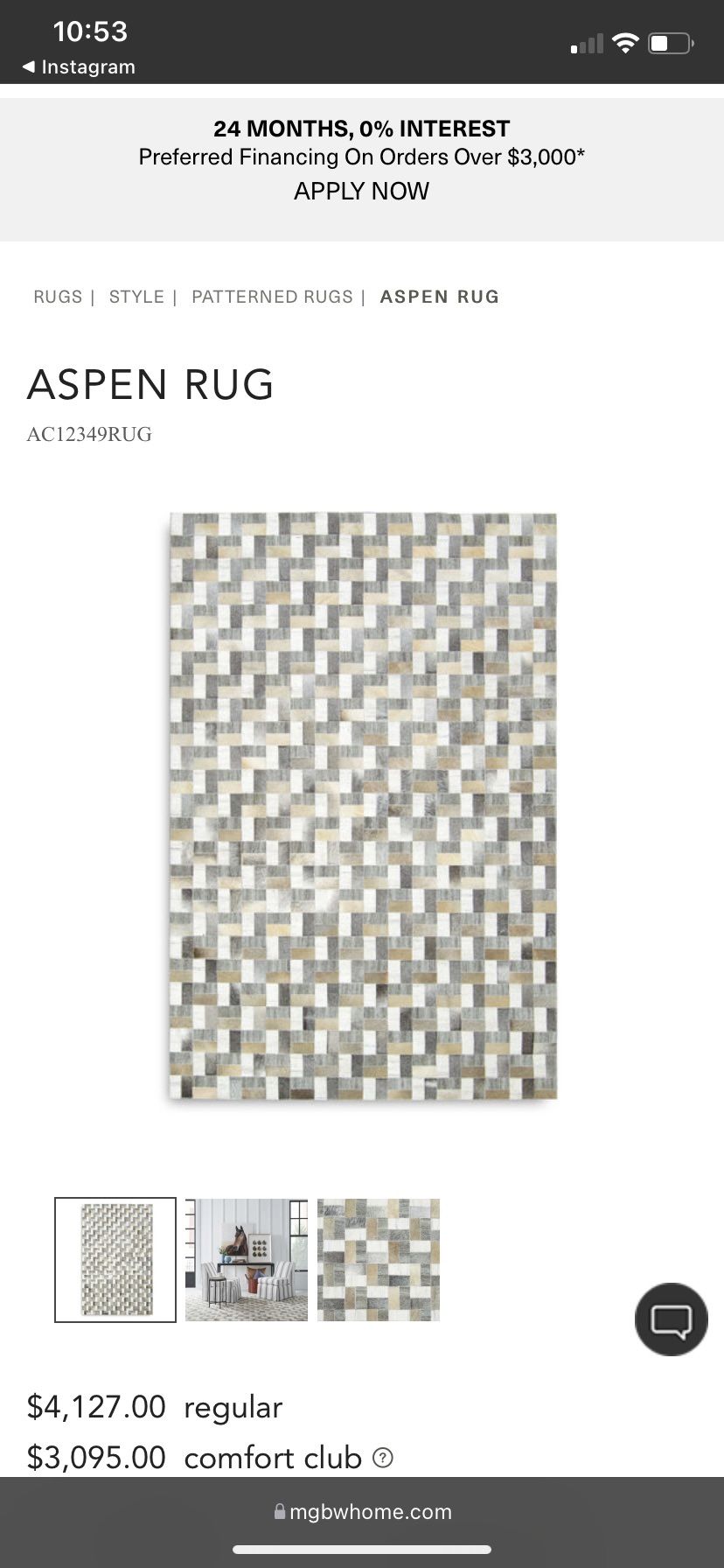 Mitchell Gold + Bob Williams 9x12 Aspen rug **Brand New**