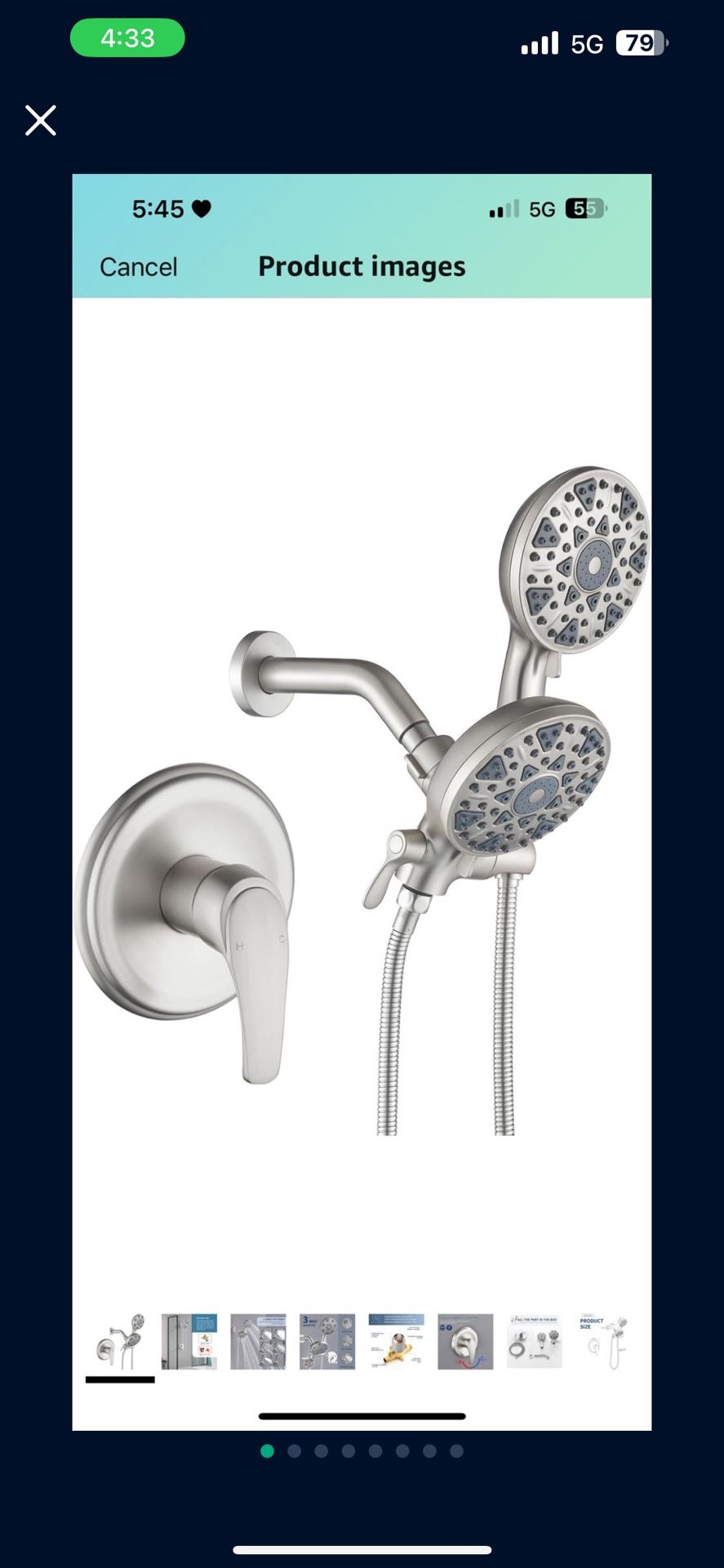 Shower Faucet Set Complete Shower Kit Dual Shower Head and Handheld 2 in 1 Combo Set Shower System Shower Trim Kit Combo