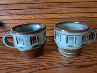 Frankoma Barrel Wagon Wheel Mugs