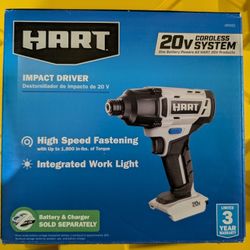 HART - 20 Volt Cordless Impact Driver - TOOL ONLY