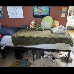 Twin XL Bed, Frame and Mattress Topper ! 