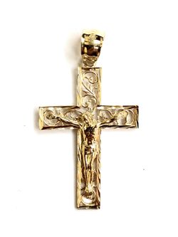 Beautiful design cross with pendant 14K FINE JEWELRY YELLOW REAL GOLD.