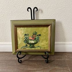 Vintage Framed Oil Painting On Board Fruit In A Footed Bowl Signed “Lorrain”8/9 