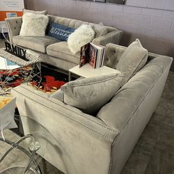  GRAY/GREY TUFTED BEAUTIFUL COUCH SET Sectional Couch Sofa (DELIVERY AVAILABLE/$50 DOWN & ITS YOURS🟢)