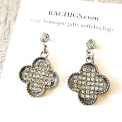 Silver Clover Drop Earrings, Boutique Jewelry, New