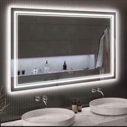 LED Mirror for Bathroom 72x36”with Front and Backlit, 3 Colors Dimmable Lighted Vanity Mirror for W