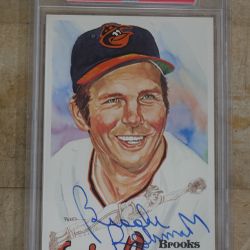 Brooks Robinson Signed Perez Steele Hall Of Fame Post Card PSA 00936/10.000 MINT.