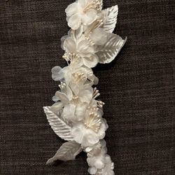 Floral white 9” sprig headband headwear fashion crafting hat wedding