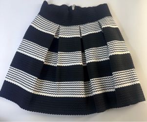 Black and White Striped A-Line Skirt