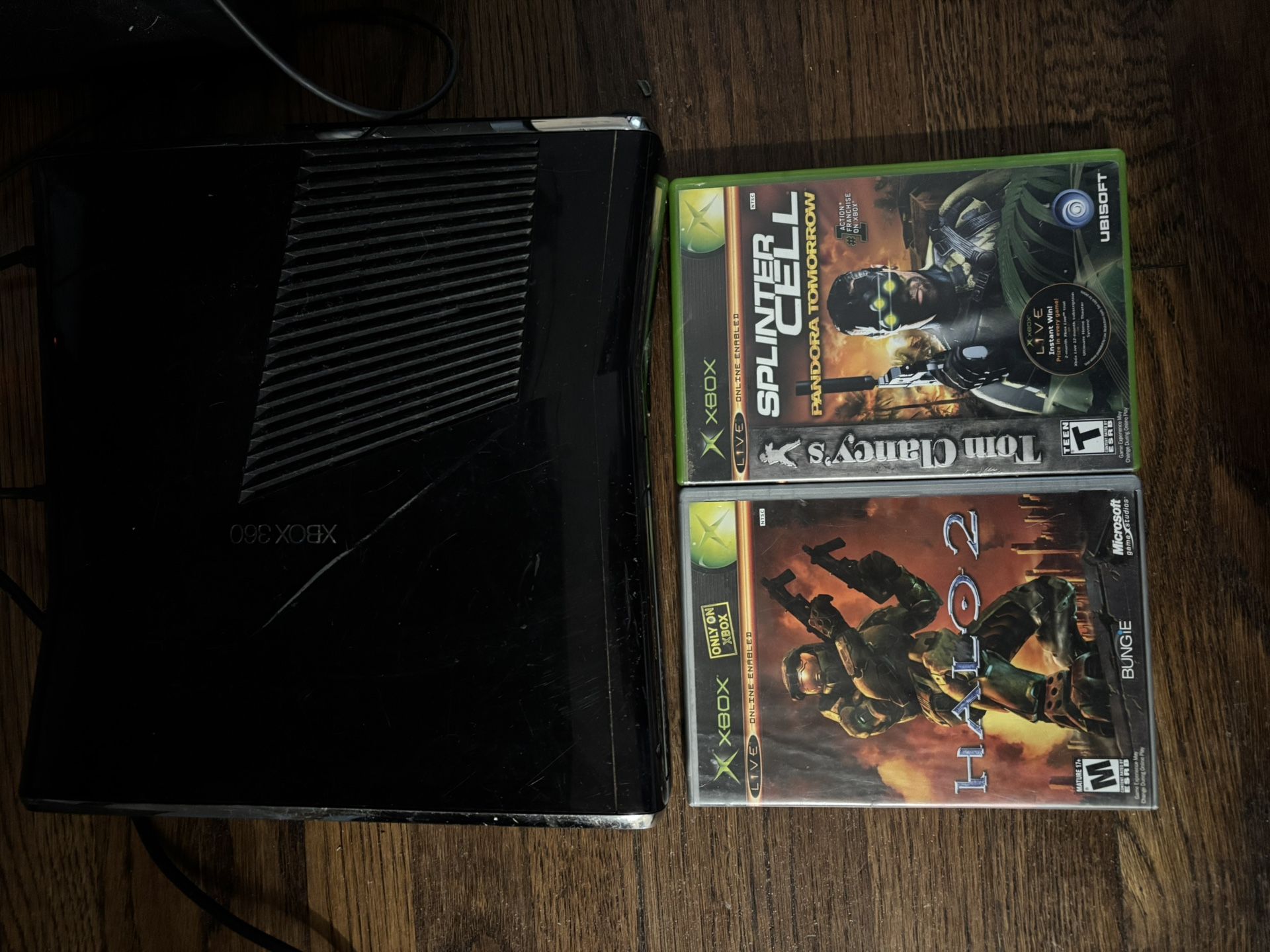 Xbox 360 Slim W/ Controller And Original Xbox Games