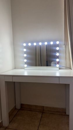 White Vanity mirror with the vanity table!