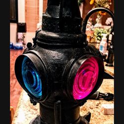 REAL Adlake Non Sweating Cast Iron Antique Train Lamp Lights Up