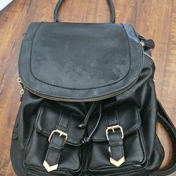 Black Backpack Faux Leather