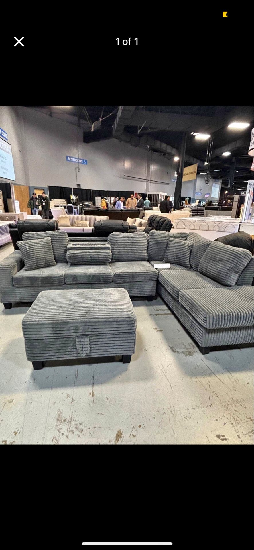 Cozy Corduroy Sectional – now with a FREE Storage Ottoman!