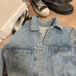 brandy melville denim oversized cropped jacket 