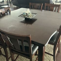 6 Seat High Top wood Dining Table