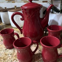 Princess house tetera y 4 tazas