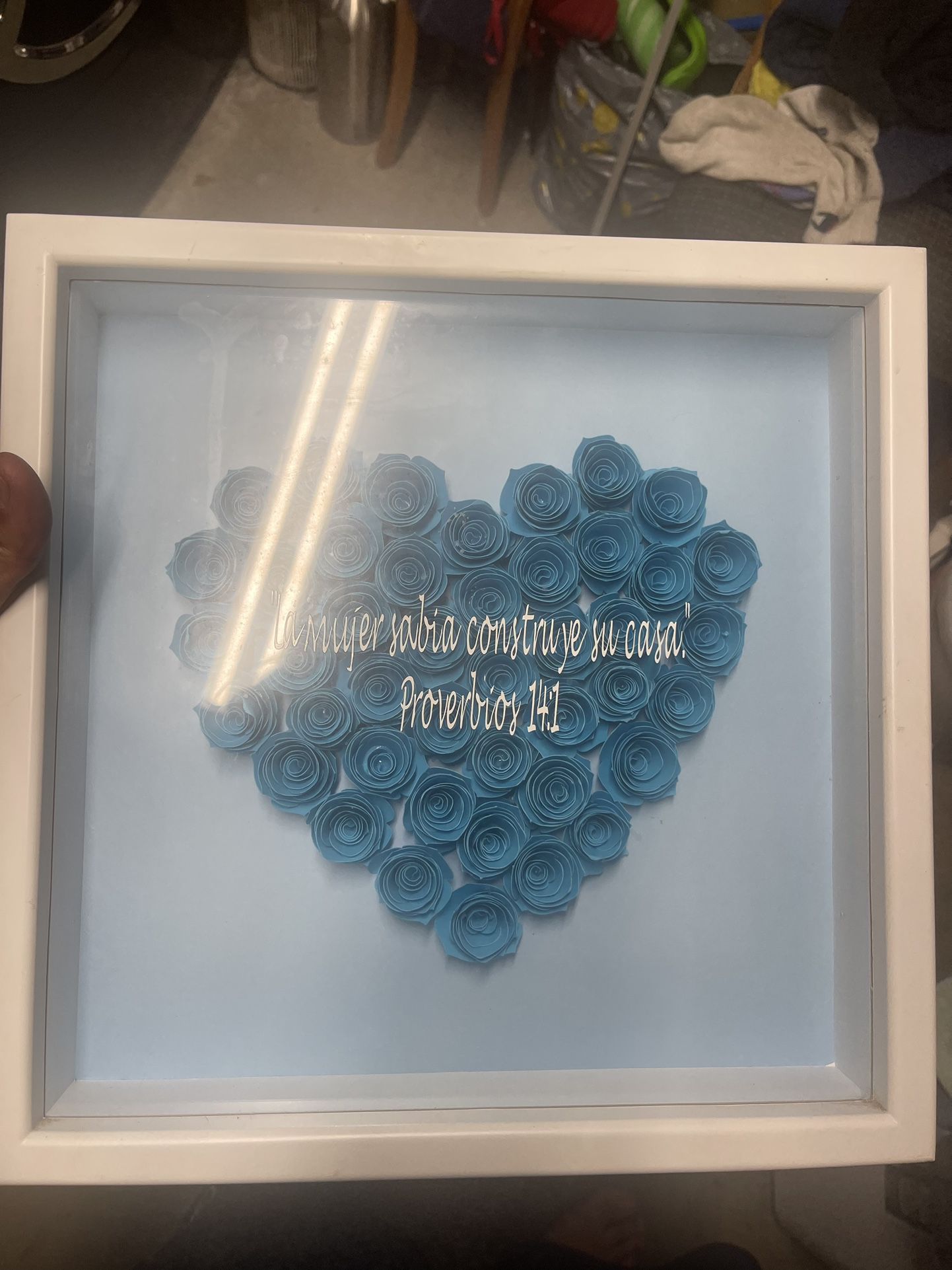 Heart Shaped  Baby Blue Roses Frame