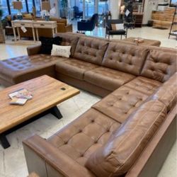 3 PIECES LEATHER SECTIONAL COUCH IN STOCK SAME DAY DELIVERY