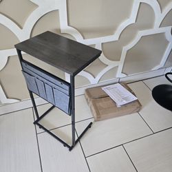 C Shaped End Table with Storage bag.