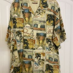Tommy Bahama Men’s Large LA Vegas Casino Strip Silk Hawaiian Shirt