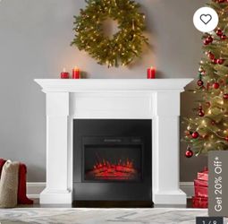 55" White Electric Fireplace with Mantel  ealistic Flame