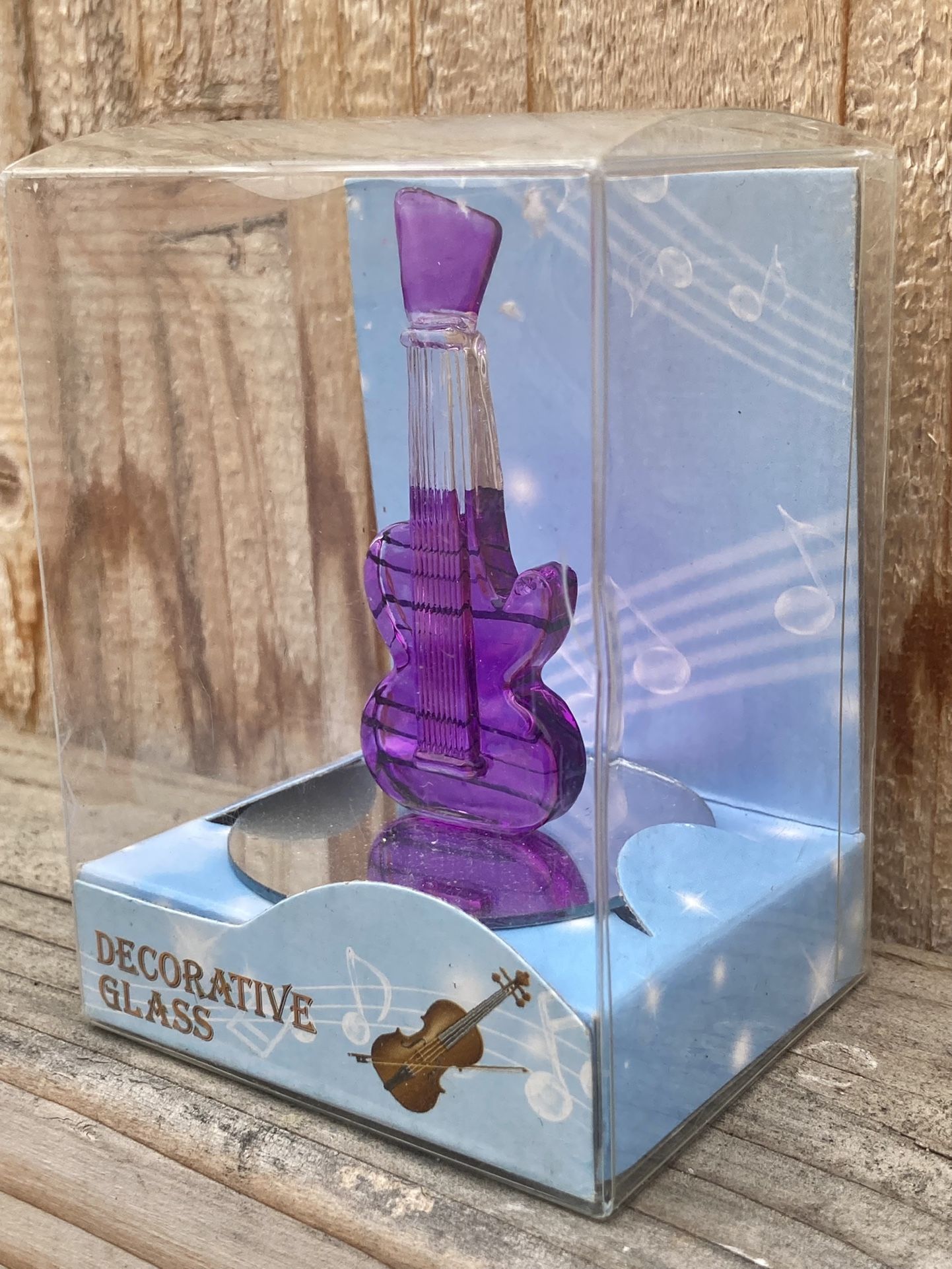 Decorative Glass Ornament Purple Guitar Figurine