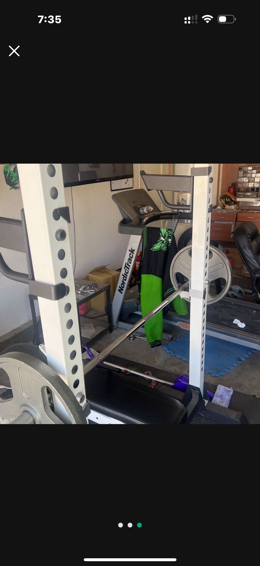olympic weight set with bench and squat rack