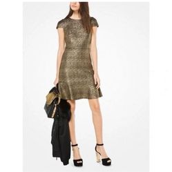 Michael Kors Gold and Black Cap Sleeve Dress Preowned 