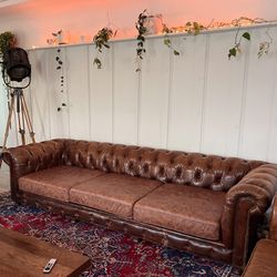 Cigar Brown Vintage Leather Chesterfield Sofa 