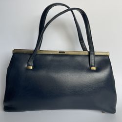 Vintage Navy Leather 1950’s Purse 