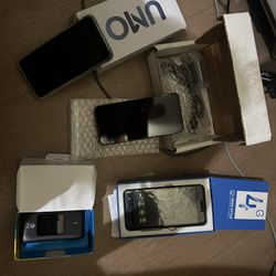 4 cellphones (AT&T flip phone, smartphone SOGO, TCL & UNO), all for $60, pick up in Temple city