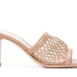Gianvito Rossi heels Jamaica Mesh mule Sandal Beige fishnet shoes Alisia Slides