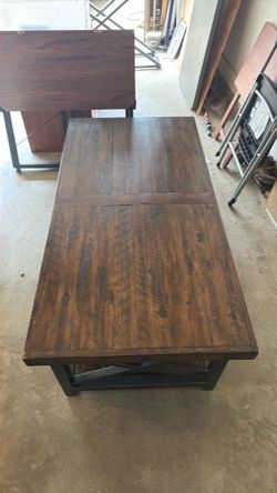 Rustic Industrial Wood & Metal Coffee Table