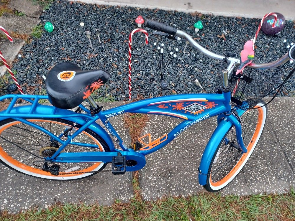 26" Margaritaville 7Speed Cruiser Men's Bike, Blue have whitewall tires