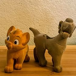 Disney Oliver & Company Oliver & Dodger Flocked Figures1988 Sears
