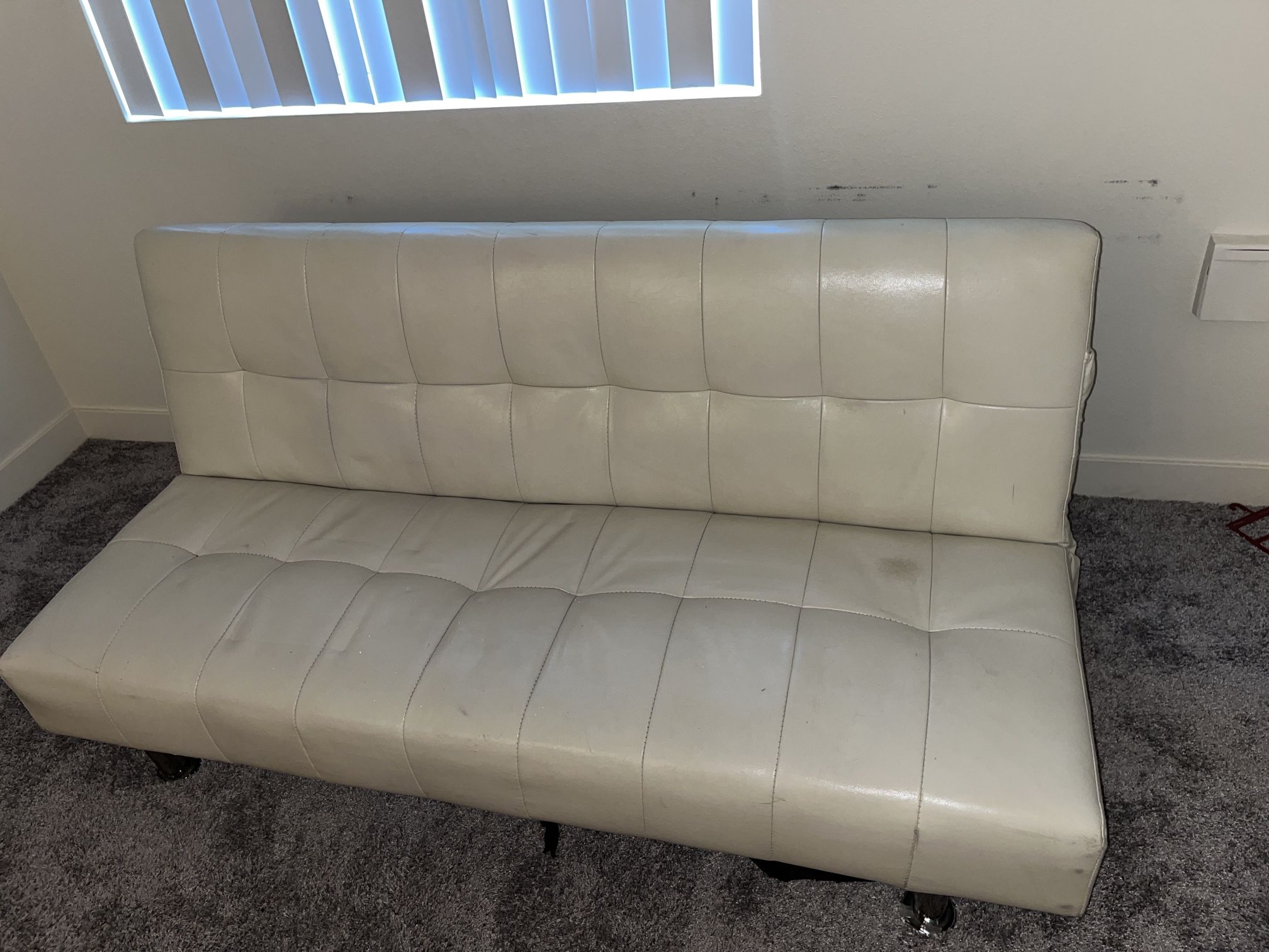 White Leather Futon 