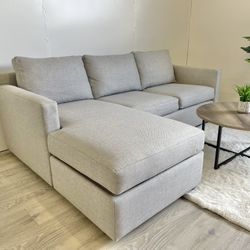 Delivery Available- Crate & Barrel Barrett II Sectional Couch w/ Reversible Storage Chaise