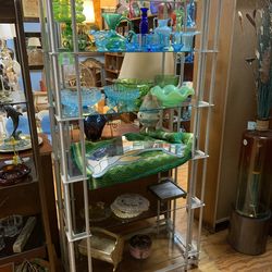 Vintage Metal Rach with Glass Shelves - Decor Sold Separately