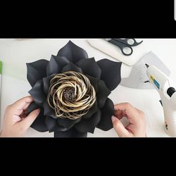Paper flowers template 9 -11 inches , DIY pattern, papercraft