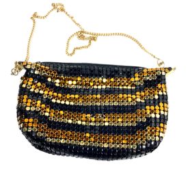 Vintage Elga Rhinestone gold mesh 1960s bag purse