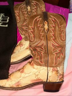 Womens Lucchese Snakeskin Cowboy Western Boots