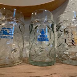 Glass beer mugs. $10 each