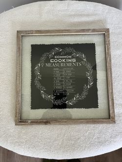 Common Cooking Measurement Picture Frame w/Glass Insert