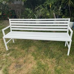 Metal White Bench 