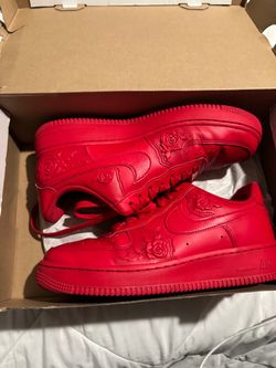 Nike Air Force 1 Red Rose Embossed Sneakers