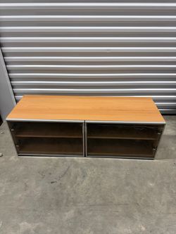 IKEA BESTÃ… TV Bench / Storage Unit - White Stained Oak Effect with Glass Doors