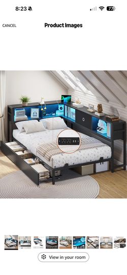 Twin Corner Bed Frame with Bookcase storage