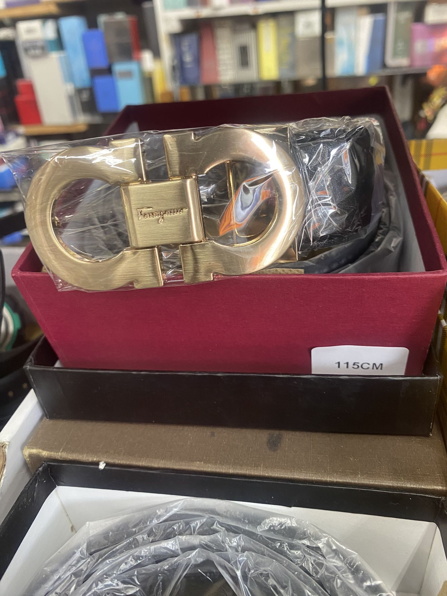 Black and gold Ferragamo belt