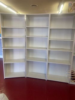 White bookshelves